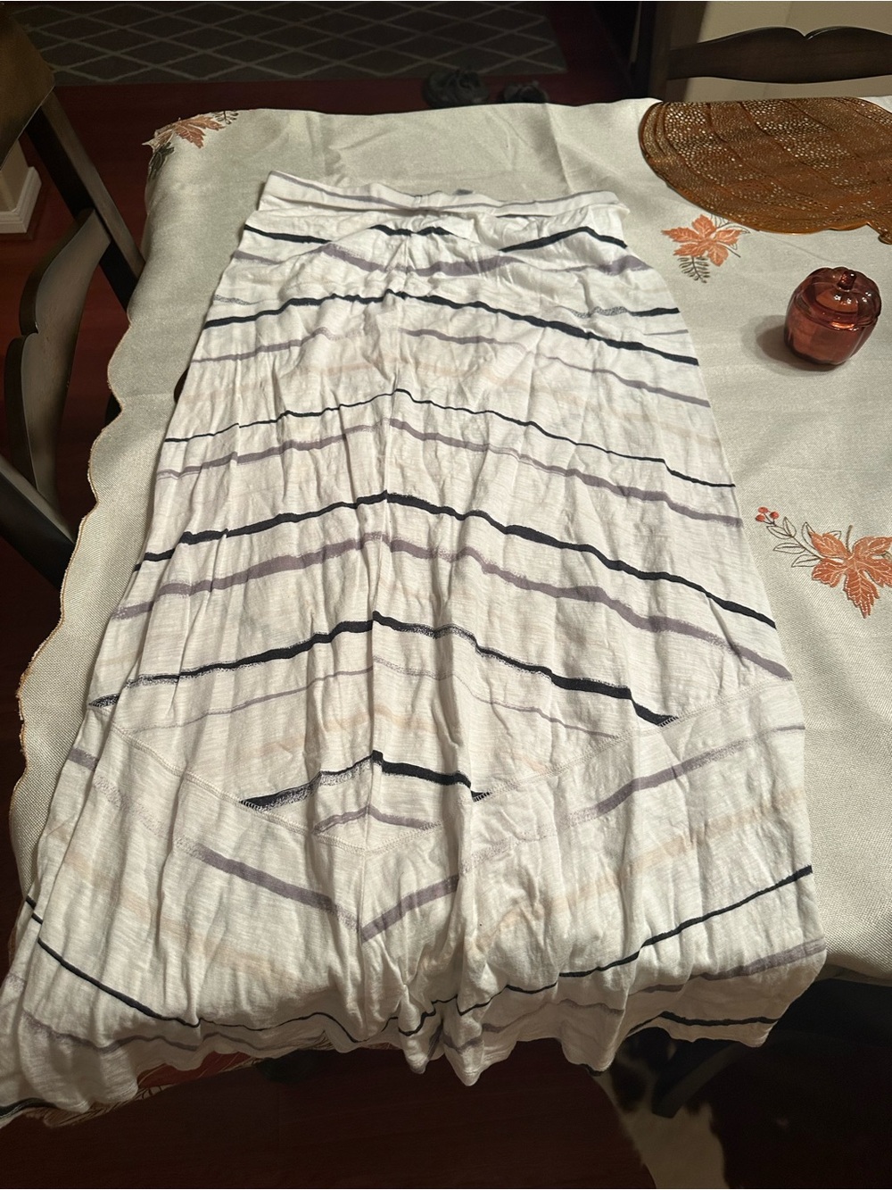 Express White Maxi Skirt with Black and Light Gray Stripes